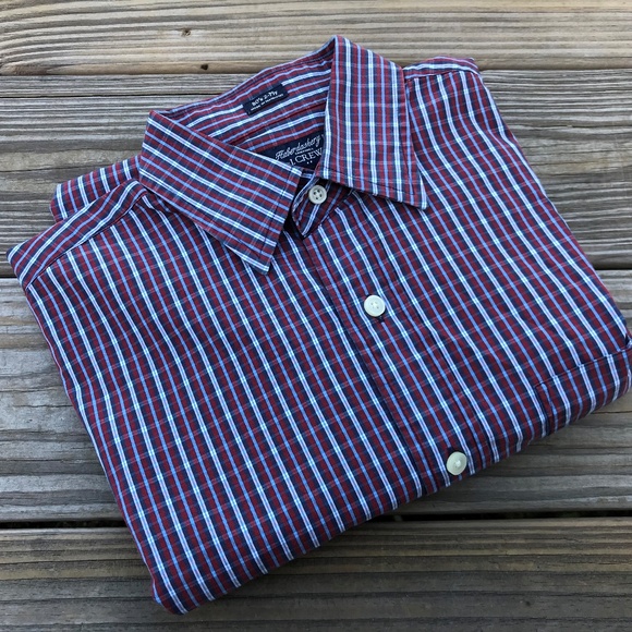 J. Crew Haberdashery Men Red Plaid ButtonDown 2Ply - Picture 8 of 8